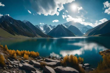 Fotobehang lake in the mountains © Jahaan Skindar arts