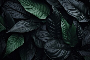 Abstract dark leaves for tropical leaf background.