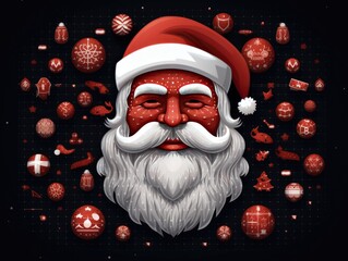 santa claus with mustaches in different designs Generative AI