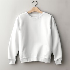 White crew neck sweatshirt, product mockup.