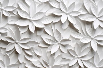 White floral leaves, 3d wall texture.