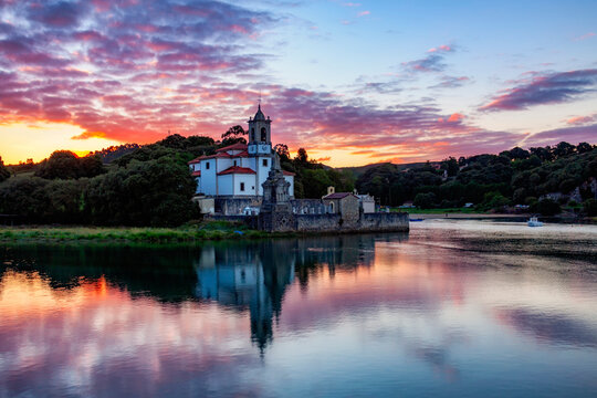 Miembro church and cemetery. Asturias, Spain