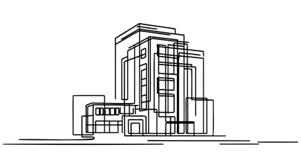 Obraz premium Single continuous one line art city building construction.