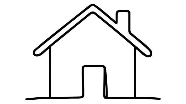 recommend clip art: Continuous thin line home vector illustration, minimalist house icon. One line art cottage building
