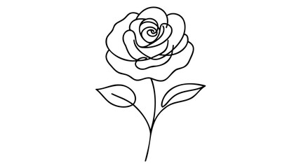 Rose flower icon. Continuous one line drawing. Vector illustration