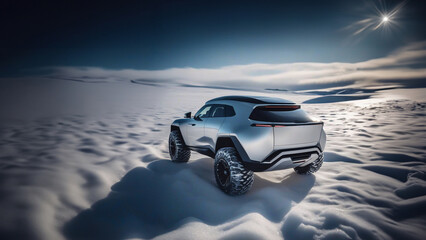 modern SUV on a snowy icy road