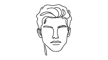 Continuous Line Drawing of Man Profile. Abstract Man Face Minimalistic Beauty Concept.