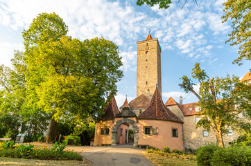 Castle gate in the historical old town of Rothenburg ob der Tauber