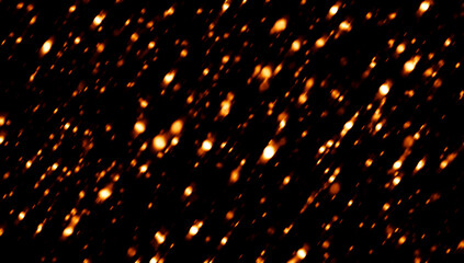 Blurred fire embers sparks on black background . Texture isolated overlays. Concept of particles, sparkles, flame and light. - obrazy, fototapety, plakaty