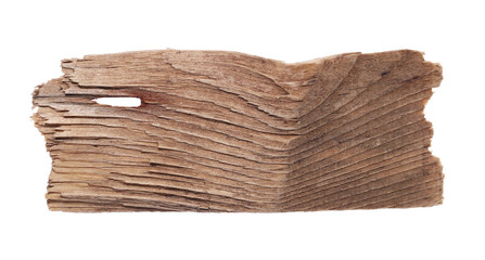 Old piece of broken planks isolated on white, clipping path