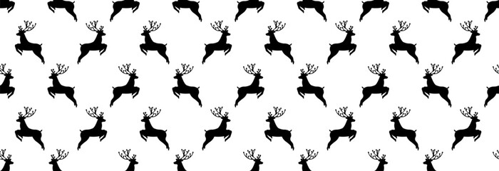 Jumping deer on a white background. Seamless pattern.