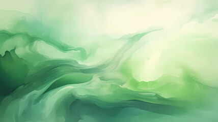Fototapeta na wymiar green abstract art with watercolor paint brush strokes, whisps and waves and calm background design, background, wallpaper, header, website, design resource
