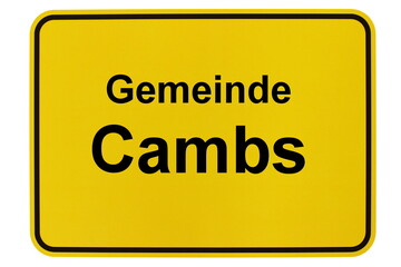 Illustration eines Ortsschildes der Gemeinde Cambs in Mecklenburg-Vorpommern