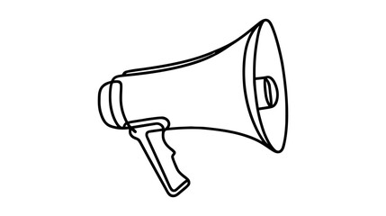 Continuous single one line art drawing of megaphone speaker for news and promotion vector illustration