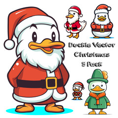 Duckie Vector 5 Pack - Christmas Icon Sheet - Duck - Edit Anything