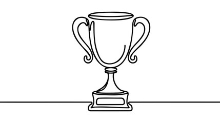 Continuous one line drawing of trophy cup competition. Trophy cup line art vector illustration. Editable stroke