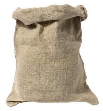 Open full canvas bag on white isolated background
