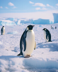 Fototapeta premium Emperor penguins in the snow