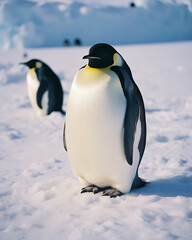 Emperor penguins in the snow