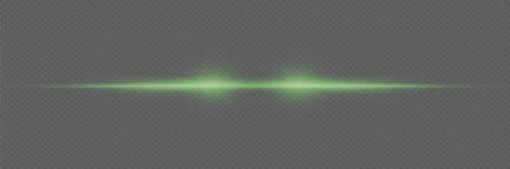 Horizontal glare of light, laser speed lines. On a transparent background.