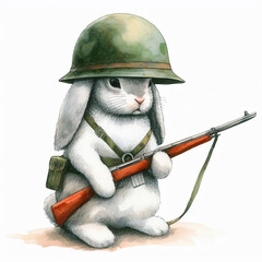 Illustration Army Rabbit, Animal Clipart.