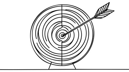 Target with arrow continuous line drawing. Hand drawn linear goal circle. Business strategy concept.