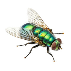 Common green bottle fly standing , isolated on transparent background