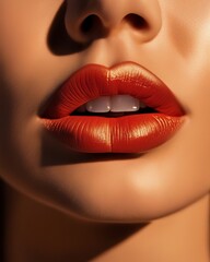 Close-up of juicy sexy lips red color
