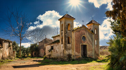 The abandoned church of a village