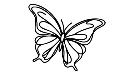 Butterfly in One continuous line drawing.