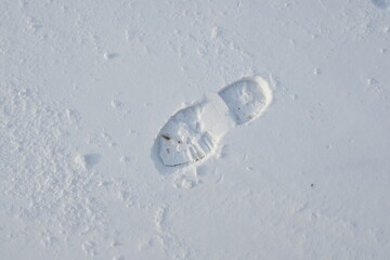 bootprints in the white snow