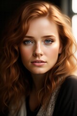 Fototapeta premium Portrait of a redheaded girl in soft light
