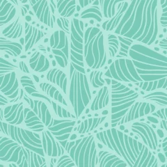 Foto auf Alu-Dibond Seashells inspired pattern in light turquoise blue. Vector seamless pattern design for textile, fashion, paper, packaging, wrapping and branding © Elemesca