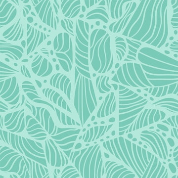 Seashells inspired pattern in light turquoise blue. Vector seamless pattern design for textile, fashion, paper, packaging, wrapping and branding