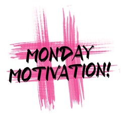 Monday Motivation. Brush Lettering Illustration Design. Pink hashtag isolated on white background.