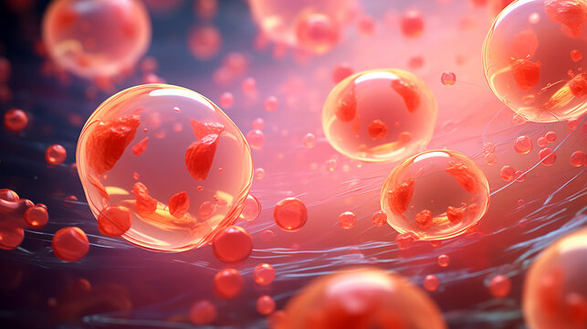 Fat cells macro, adipose tissue illustration. Liposuction, obesity, and body mass control concept