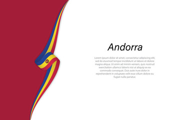 Wave flag of Andorra with copyspace background.