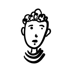Cute icon or profile picture for social network. Doodled face icons on white background. Hand-drawn style vector. sketch illustration of boy character