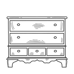 Sketch of a chest of drawers. Piece of furniture for storage. Furniture for bedroom, study, living room, bathroom