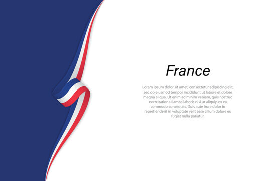 Wave flag of France with copyspace background.