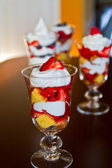 Elegance of Strawberry Shortcake Desserts in Sundae Cups Close-Up