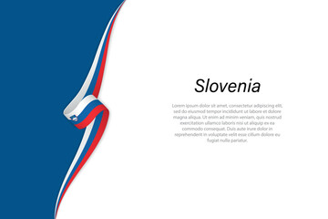 Obraz premium Wave flag of Slovenia with copyspace background.