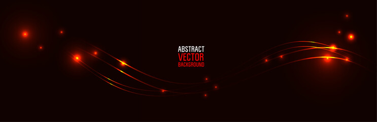 Abstract Glowing  lighting Lines on Black Background. Futuristic Space Vector Background. Neon Lights.