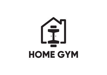 home gym logo, stay house health fit symbol icon design