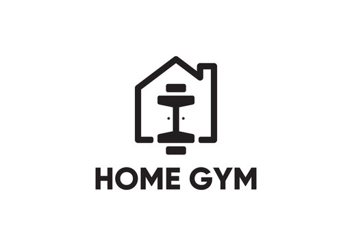home gym logo, stay house health fit symbol icon design