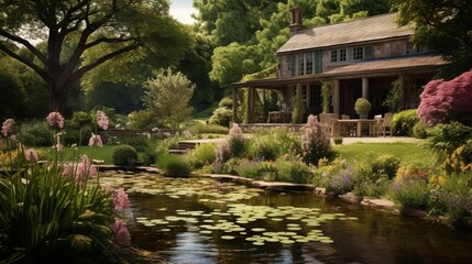 Fototapeta na wymiar Beautiful country house and garden
