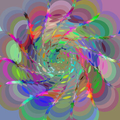 Multikolorowa spirala złożona z barwnych okręgów - obrazy, fototapety, plakaty