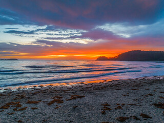 Obraz premium Summer Sunrise Seascape with Rain Clouds