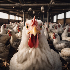 Kurczaki na fermie drobiu  - obrazy, fototapety, plakaty