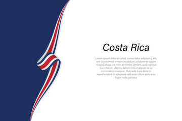 Wave flag of Costa Rica with copyspace background.